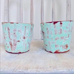 Terracotta Planters Set of Two Distressed/Antiqued Look